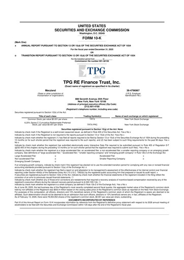 Miniature TPG Real Estate Finance Trust
 10-K Rapport annuel 2025