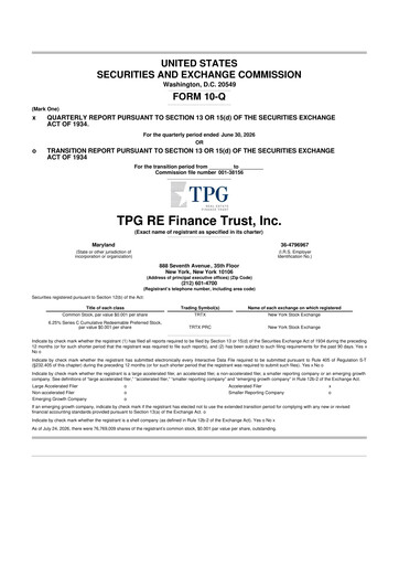 Vorschaubild TPG Real Estate Finance Trust
 10-Q Quartalsbericht 2026 