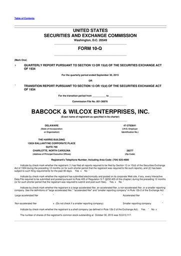 Vorschaubild Babcock & Wilcox
 10-Q Quartalsbericht 2015 