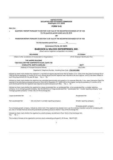 Vorschaubild Babcock & Wilcox
 10-Q Quartalsbericht 2018 