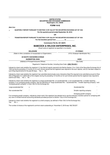 Vorschaubild Babcock & Wilcox
 10-Q Quartalsbericht 2018 