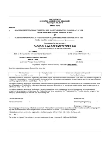 Vorschaubild Babcock & Wilcox
 10-Q Quartalsbericht 2020 