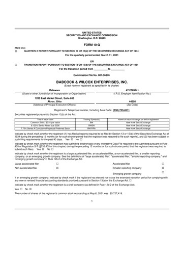Vorschaubild Babcock & Wilcox
 10-Q Quartalsbericht 2021 