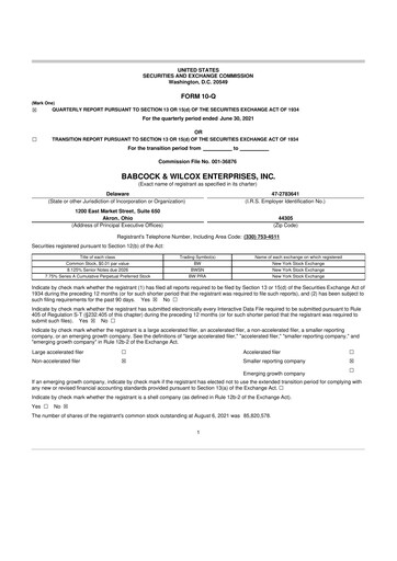 Vorschaubild Babcock & Wilcox
 10-Q Quartalsbericht 2021 