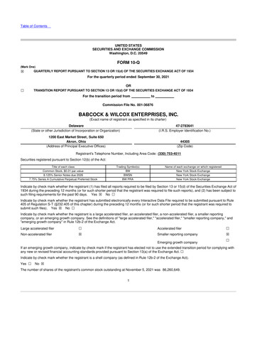 Vorschaubild Babcock & Wilcox
 10-Q Quartalsbericht 2021 