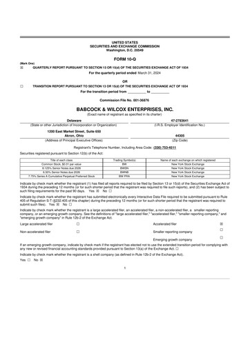 Vorschaubild Babcock & Wilcox
 10-Q Quartalsbericht 2024 