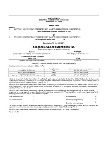 Vorschaubild Babcock & Wilcox
 10-Q Quartalsbericht 2025 