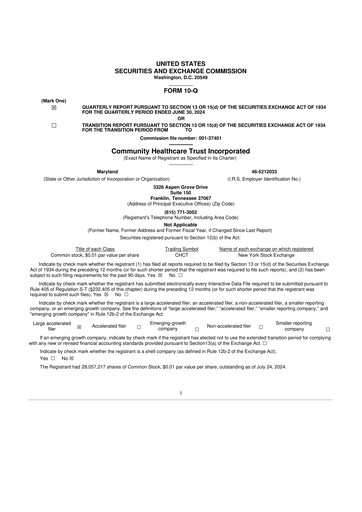 Vorschaubild Community Healthcare Trust 10-Q Quartalsbericht 2024 