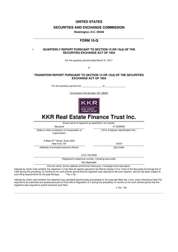 Thumbnail KKR Real Estate Finance Trust 10-Q Quarterly Report FY2017 