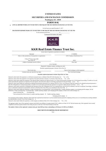 Thumbnail KKR Real Estate Finance Trust 10-K Annual Report 2017