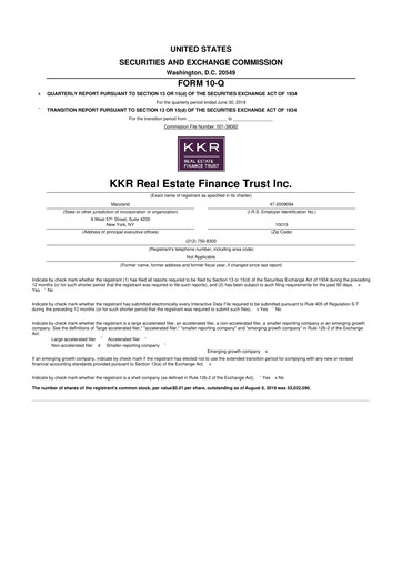 Thumbnail KKR Real Estate Finance Trust 10-Q Quarterly Report FY2018 