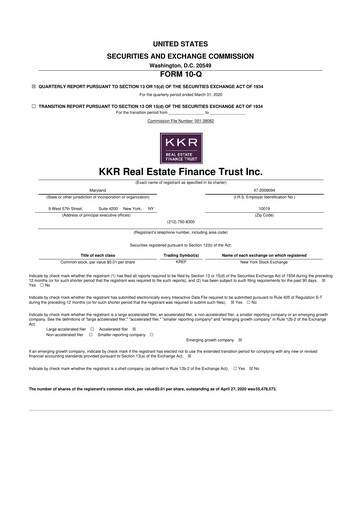 Thumbnail KKR Real Estate Finance Trust 10-Q Quarterly Report FY2020 