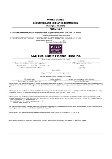 Thumbnail KKR Real Estate Finance Trust 10-Q Quarterly Report FY2020 