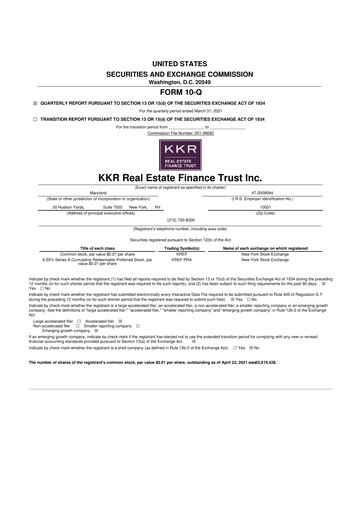 Thumbnail KKR Real Estate Finance Trust 10-Q Quarterly Report FY2021 