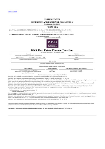 Thumbnail KKR Real Estate Finance Trust 10-K Annual Report 2021