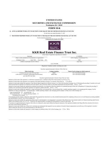 Thumbnail KKR Real Estate Finance Trust 10-K Annual Report 2022