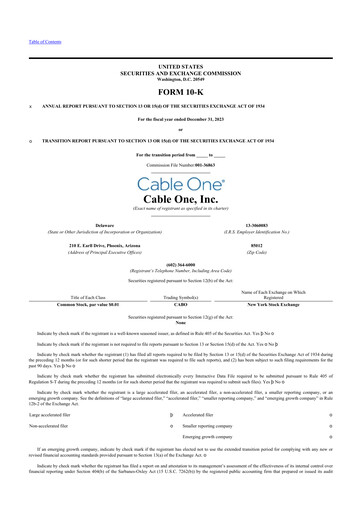 Thumbnail Cable One 10-K Annual Report 2023