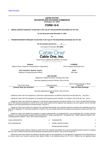 Miniature Cable One 10-K Rapport annuel 2025