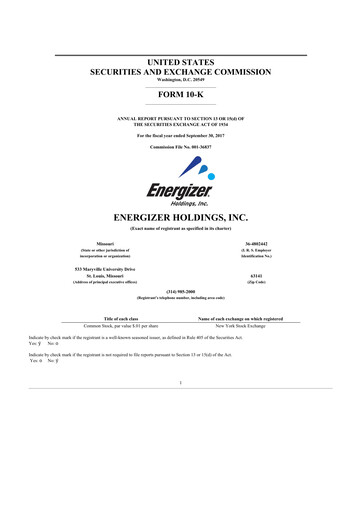 Thumbnail Energizer Holdings
 10-K Annual Report 2017