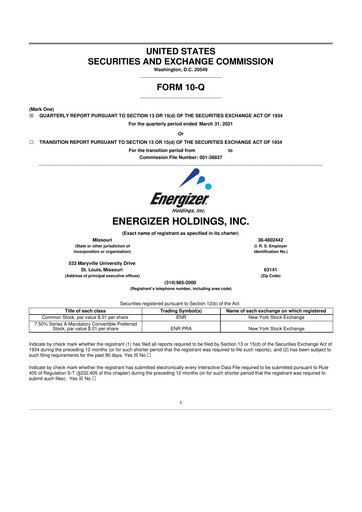 Thumbnail Energizer Holdings
 10-Q Quarterly Report FY2020 