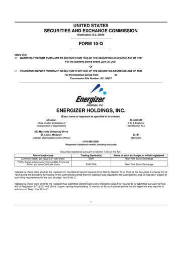 Thumbnail Energizer Holdings
 10-Q Quarterly Report FY2020 
