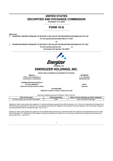 Thumbnail Energizer Holdings
 10-Q Quarterly Report FY2024 