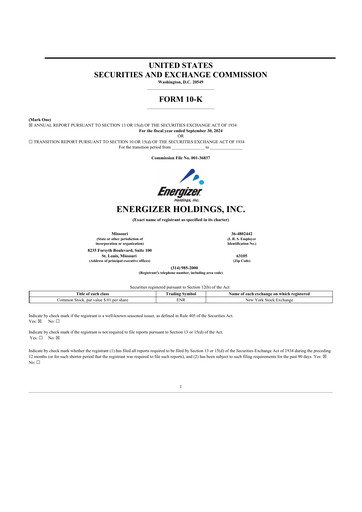 Thumbnail Energizer Holdings
 10-K Annual Report 2024