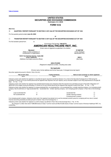 Thumbnail American Healthcare REIT 10-Q Quarterly Report FY2022 