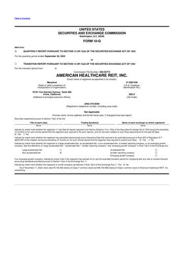 Thumbnail American Healthcare REIT 10-Q Quarterly Report FY2022 