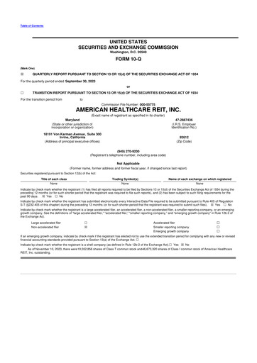 Thumbnail American Healthcare REIT 10-Q Quarterly Report FY2023 