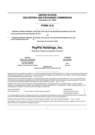 Vorschaubild PayPal 10-Q Quartalsbericht 2017 