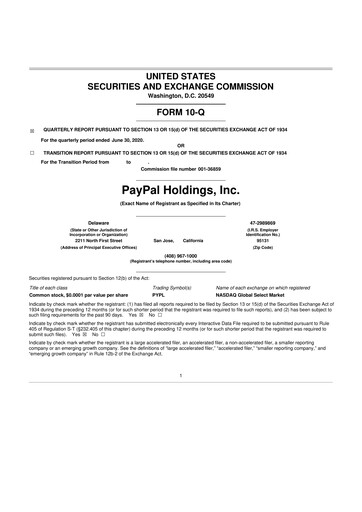 Vorschaubild PayPal 10-Q Quartalsbericht 2020 