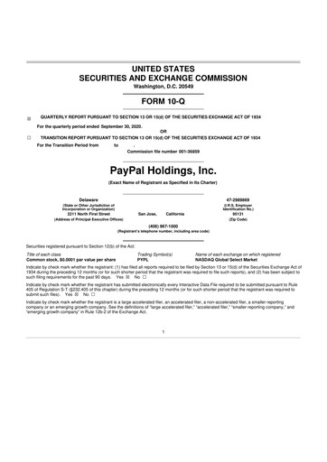 Vorschaubild PayPal 10-Q Quartalsbericht 2020 