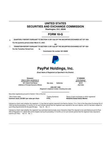 Vorschaubild PayPal 10-Q Quartalsbericht 2022 