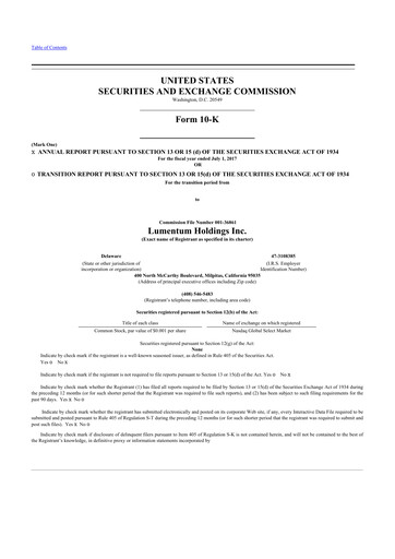 Vorschaubild Lumentum 10-K Jahresbericht 2017