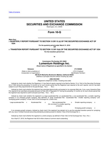 Thumbnail Lumentum 10-Q Quarterly Report FY2018 