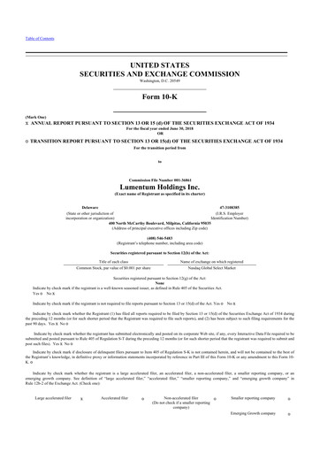 Vorschaubild Lumentum 10-K Jahresbericht 2018