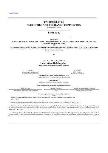 Vorschaubild Lumentum 10-K Jahresbericht 2020