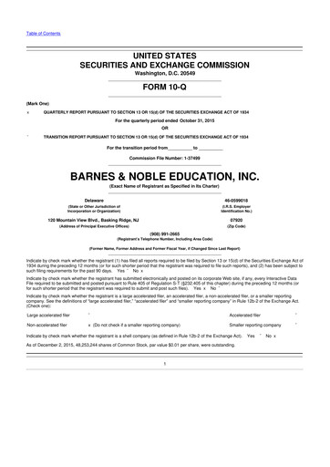 Thumbnail Barnes & Noble Education 10-Q Quarterly Report FY2016 