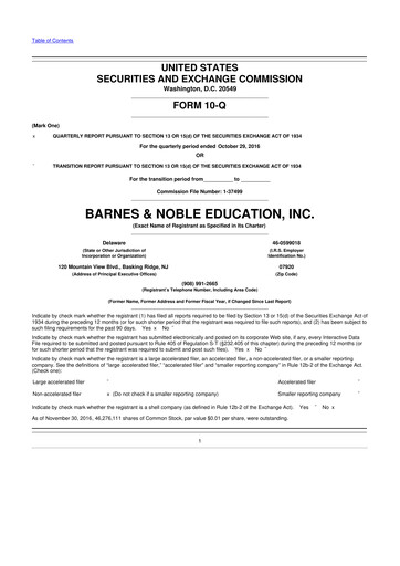 Thumbnail Barnes & Noble Education 10-Q Quarterly Report FY2017 