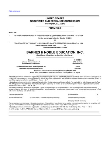 Thumbnail Barnes & Noble Education 10-Q Quarterly Report FY2019 