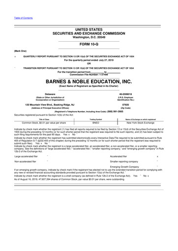 Thumbnail Barnes & Noble Education 10-Q Quarterly Report FY2020 