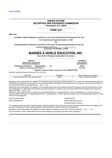 Thumbnail Barnes & Noble Education 10-Q Quarterly Report FY2021 