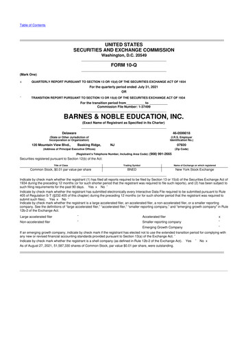 Thumbnail Barnes & Noble Education 10-Q Quarterly Report FY2022 