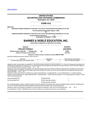 Thumbnail Barnes & Noble Education 10-Q Quarterly Report FY2027 