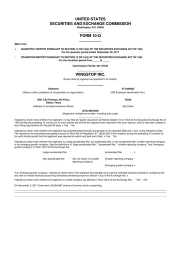 Miniature Wingstop Restaurants 10-Q Rapport trimestriel 2017 