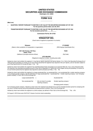 Miniature Wingstop Restaurants 10-Q Rapport trimestriel 2018 