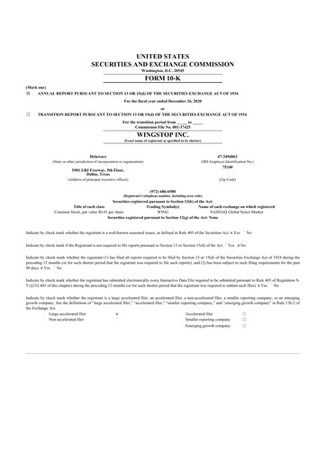 Thumbnail Wingstop Restaurants 10-K Annual Report 2020