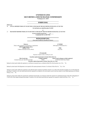 Thumbnail Wingstop Restaurants 10-K Annual Report 2023