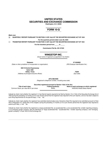 Miniature Wingstop Restaurants 10-Q Rapport trimestriel 2025 